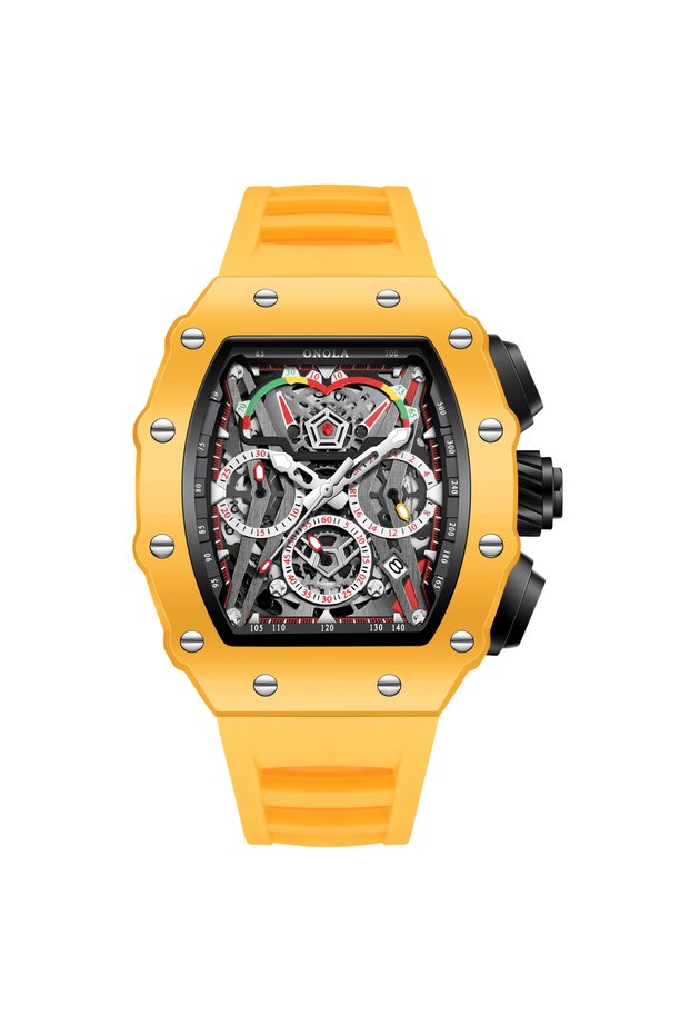 yellow ONOLA Watch Men's Multi Functional Wine Bucket Watch Sports Quartz Watch Waterproof Luminous