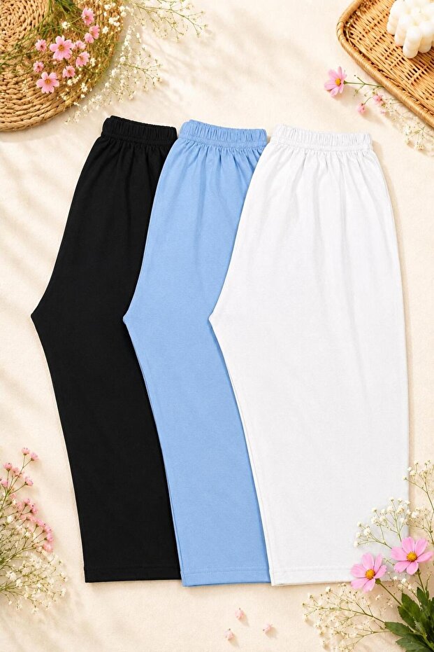3 Pieces Women's Knee Length Summer Viscose Leggings Soft