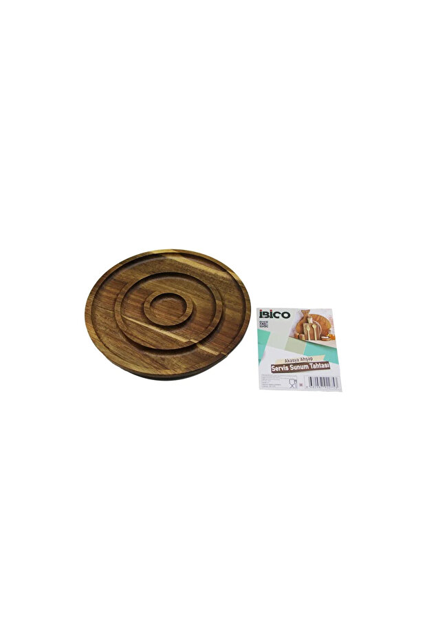 Akasya Round 2-Section=1+1 Wooden Serving Presentation Tray - Board 20 X 1.4cm