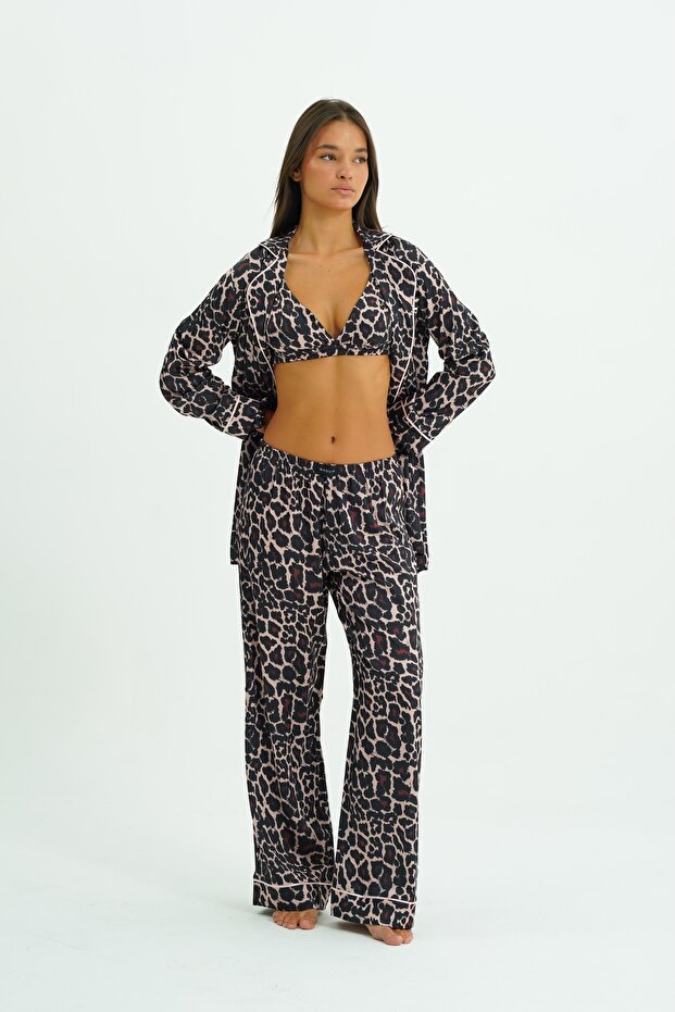 Savanna Trio 4 Piece Satin Pajama Set