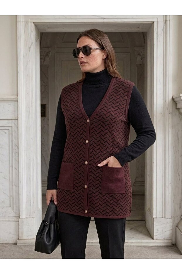 Patterned Steel Knit Classic Tricot Vest