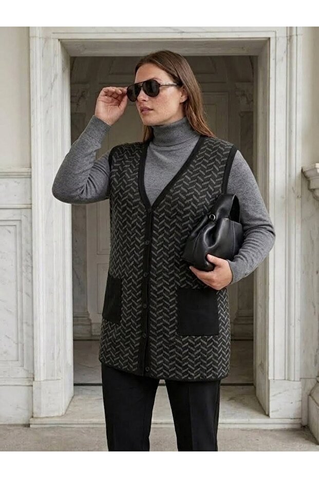 Patterned Steel Knit Classic Tricot Vest