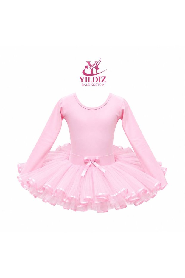 Long Sleeve Back Cross Ballet Swimsuit & Tulle Skirt with Ribbon