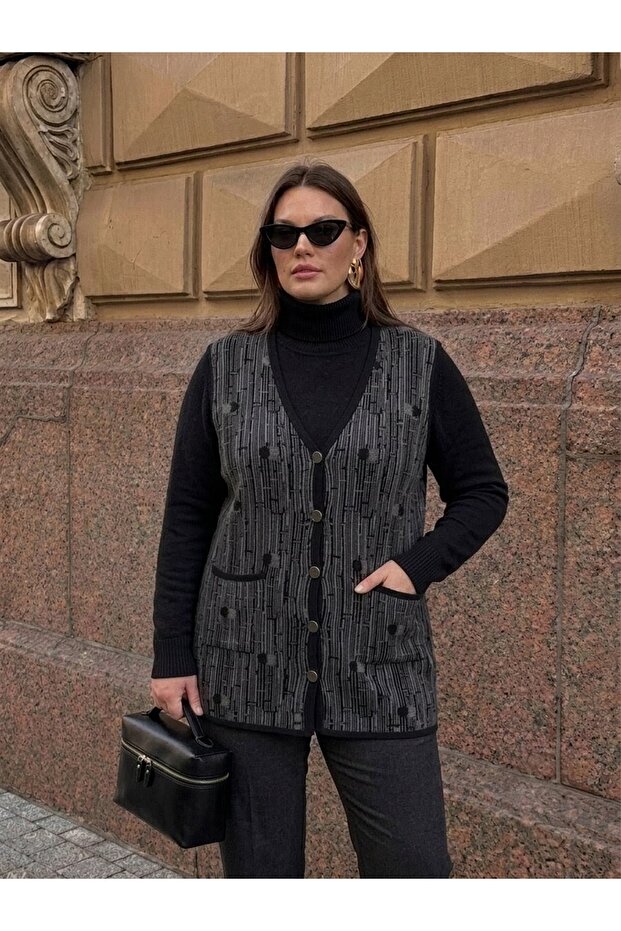 Patterned Steel Knit Classic Tricot Vest