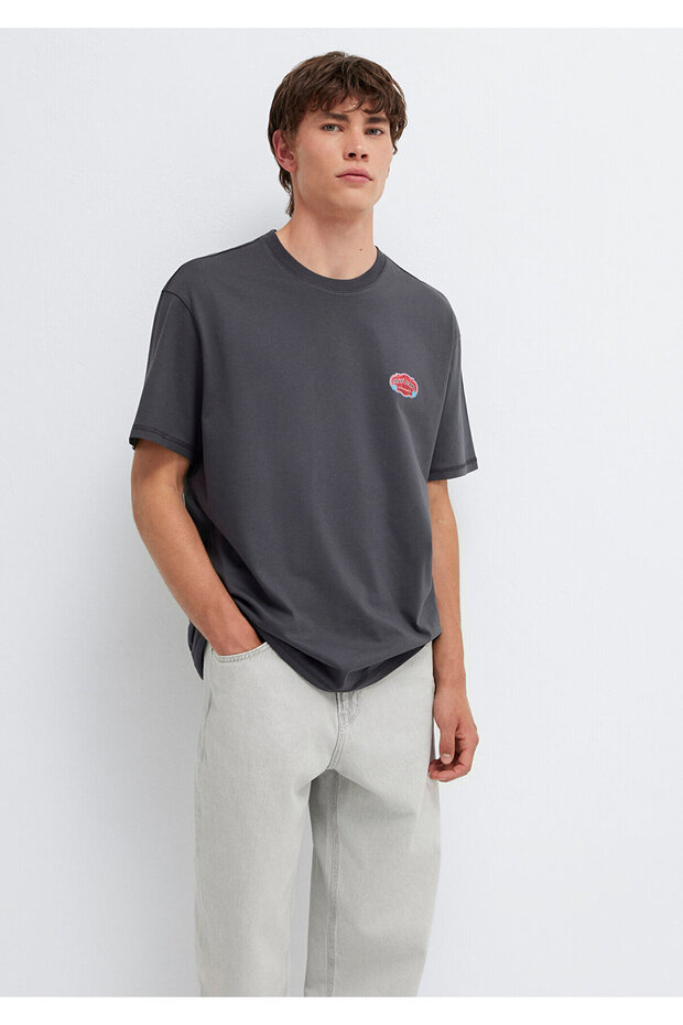Jeans Printed Anthracite T-Shirt Loose Fit / Relaxed Comfortable Cut 0613598-89100