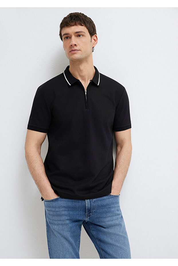 Soft-Premium Black Polo T-Shirt Regular Fit / Normal Cut 0612880-900