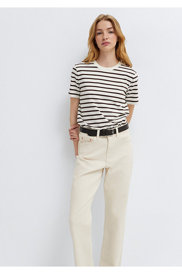 Striped Ecru T-Shirt Slim Fit / Narrow Cut 1614216-86687