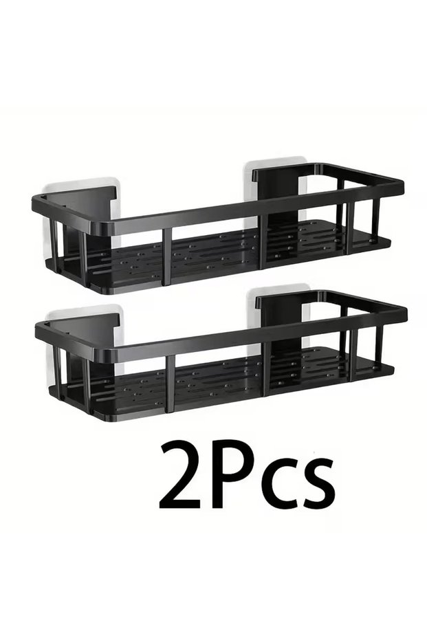 2pcs No-Drill Wall Shelf, Heavy-Duty Waterproof Shower Organizer. Easy Adhesive Install, Space-Savin