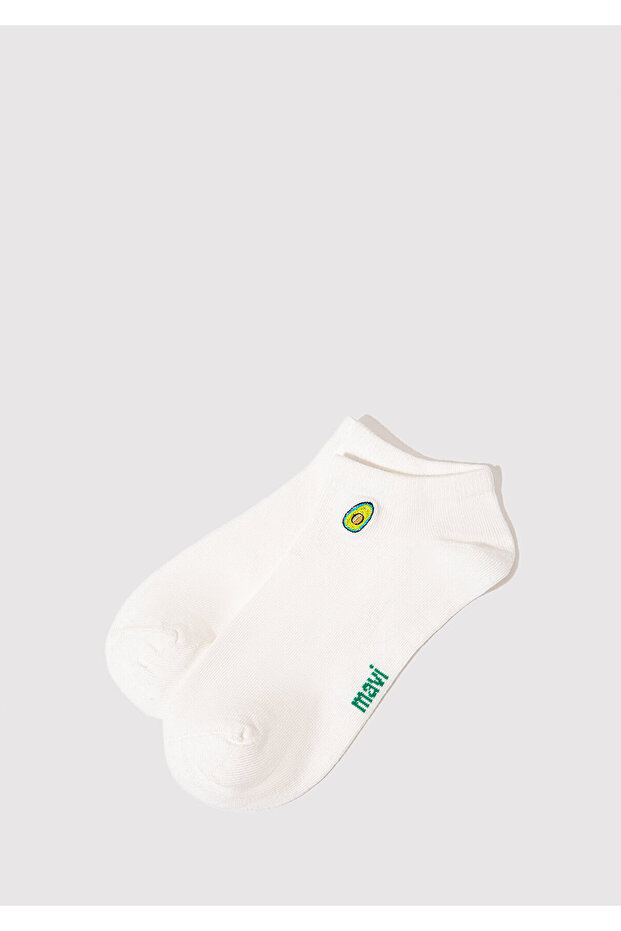 Avocado Embroidered White Ballerina Socks 1913157-620