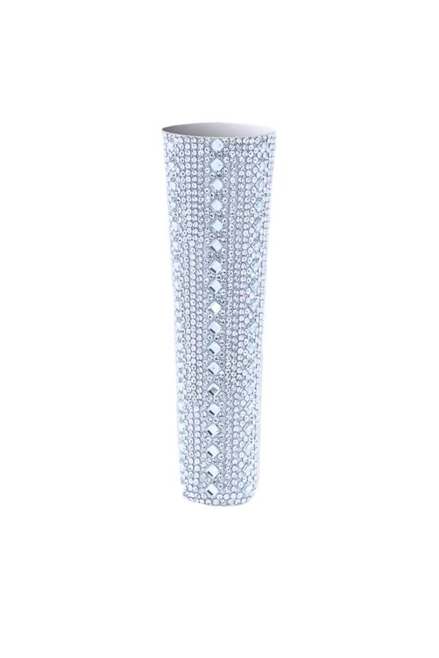 Crystal White Rhinestones Wired Microphone Cover, Corded Microphone Bedazzle Decorative Sleeve For