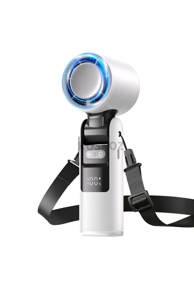 White Gray Portable Handheld Turbo Fan, 5 Gear Wind, USB Rechargeable Fan, 3 IN 1 Hand Fans for Outd