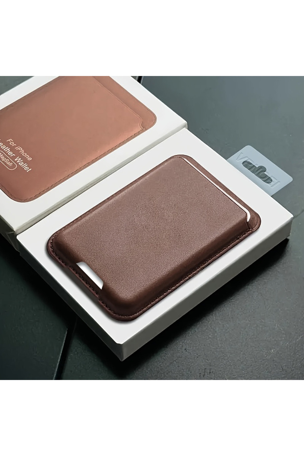 Dark Brown Luxury PU Magnetic Card Holder for iphone 17 16 15 14 13 12 Pro Max Phone Case Magnetic C