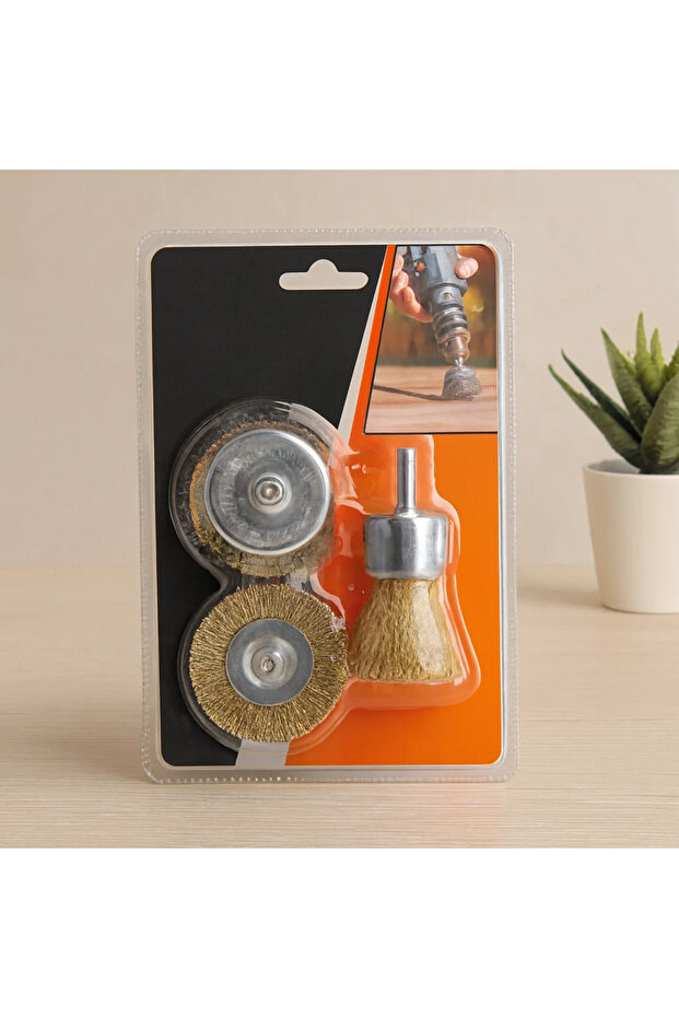 3-Piece Fringed Wire Brush Set