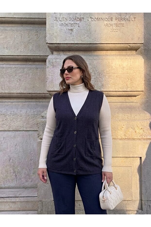 Cebi Butterfly Stone Steel Knit Classic Tricot Vest