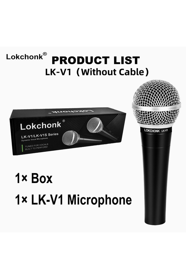 ميكروفون ديناميكي محمول باليد LK-V1 (بدون كابل) من Lokchonk للغناء والعزف