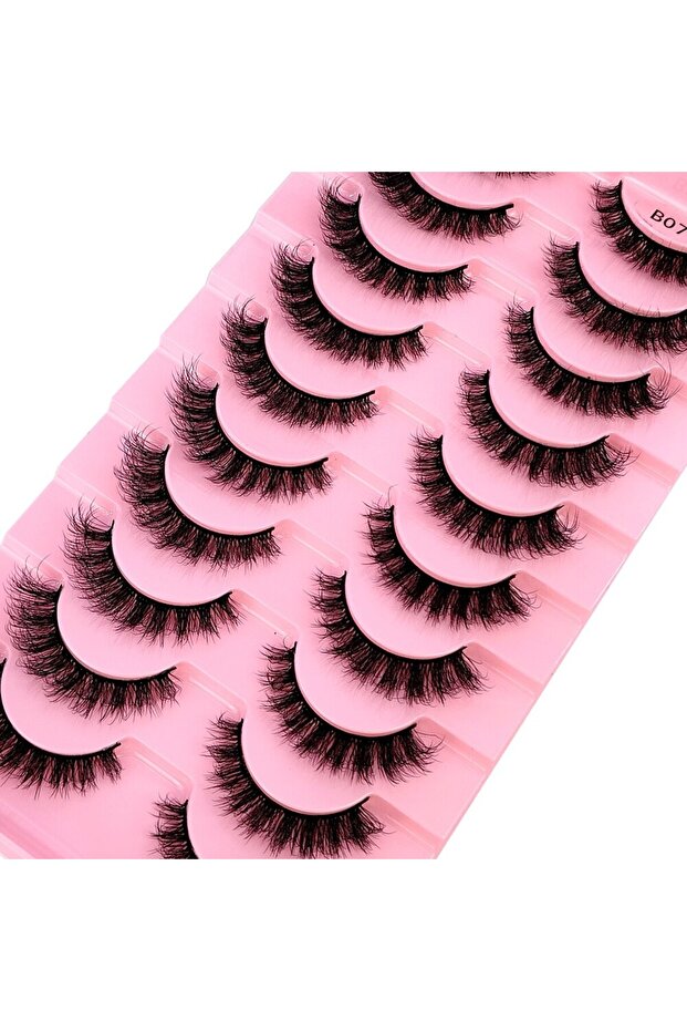 10 pairs B07 New 10 Pairs 3D Faux Mink Lashes Faux Mink Fluffy Lashes Soft Full Thick Wispy Eyelash
