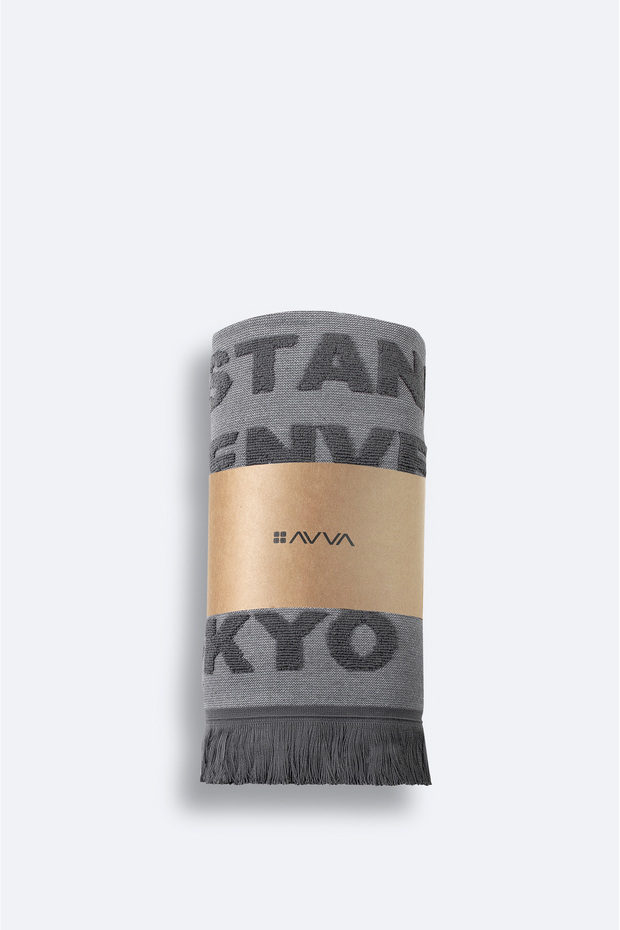 Men's Anthracite Jacquard City Written Towel B008200