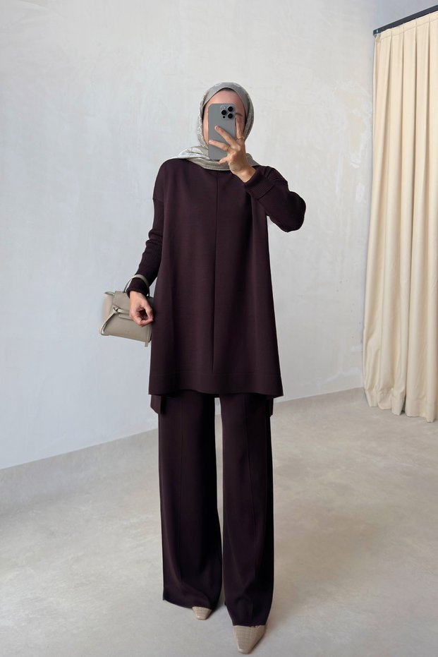 Mira Mercerized Hijab Set - Brown