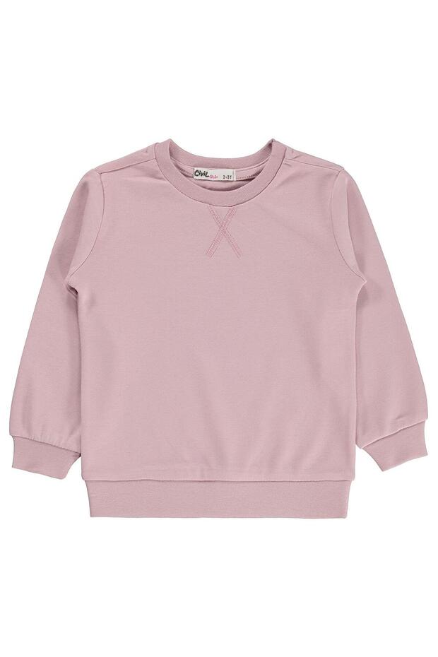 Civil Girls' Plain Sweatshirt | Interlock Long Sleeve Crew Neck | School Nursery and Daily Use - Lila
