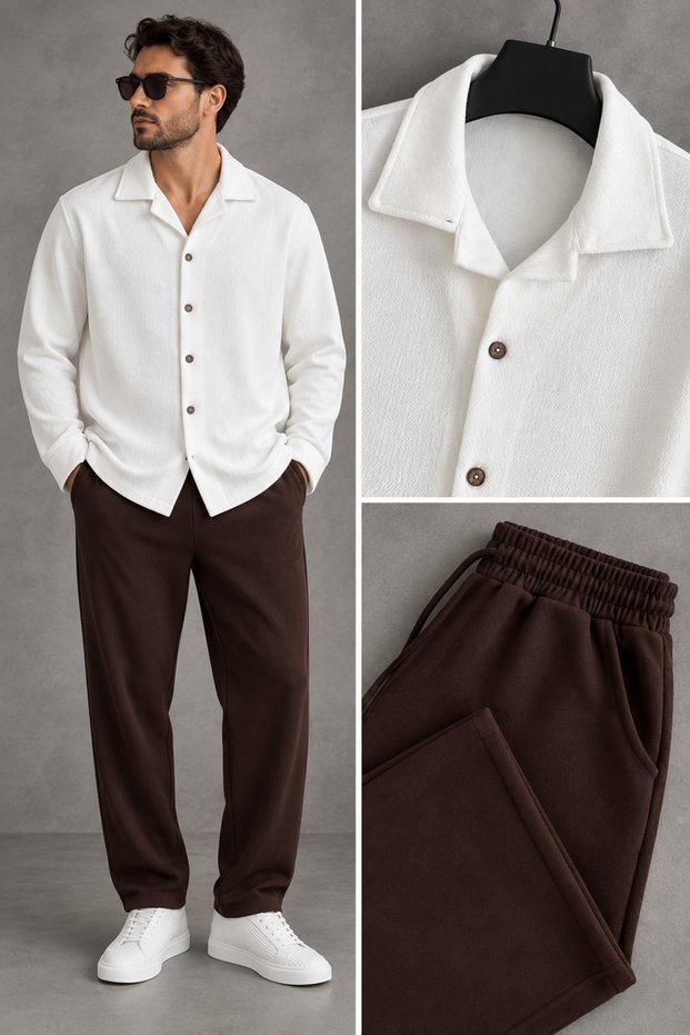 Men's Crepe Fabric Summer Shirt and Pants Set