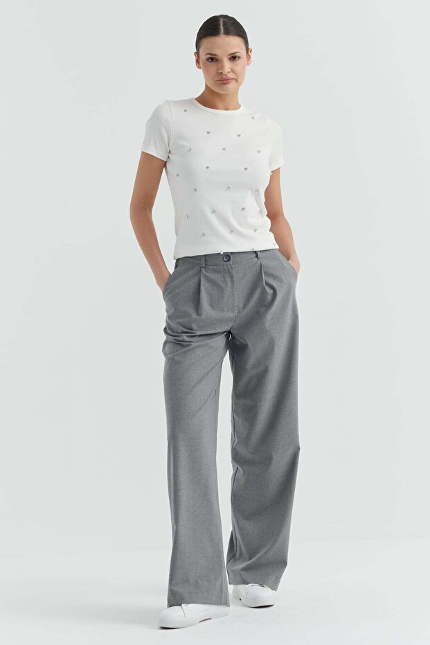 Women's Wide Leg Fabric Trousers