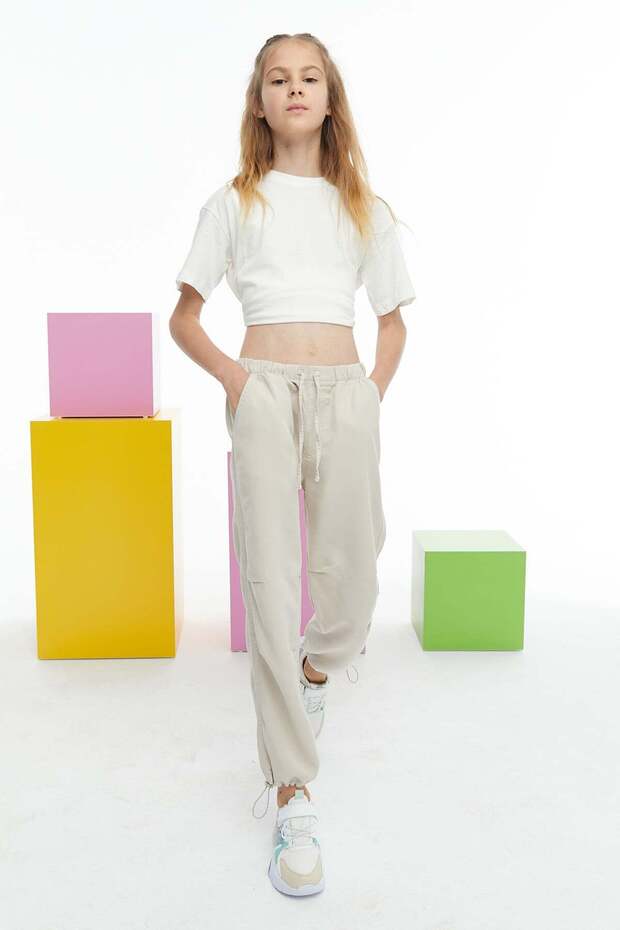 Girl's Folded Detailed Trousers