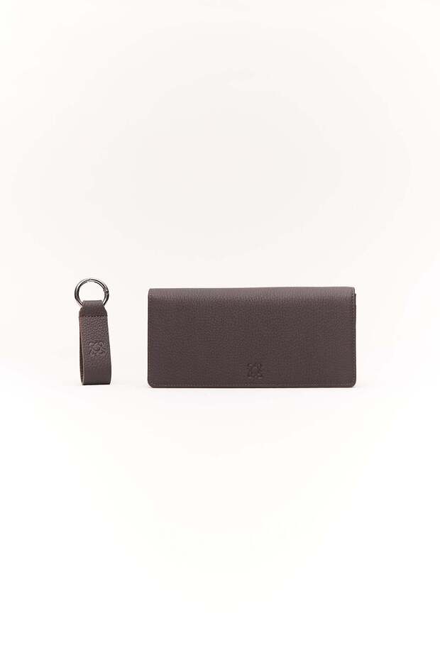 Men's Leather Long Clamshell Keychain Set Wallet