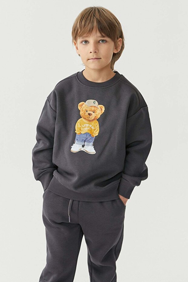 Boy's Teddy Bear Printed Sweat Top