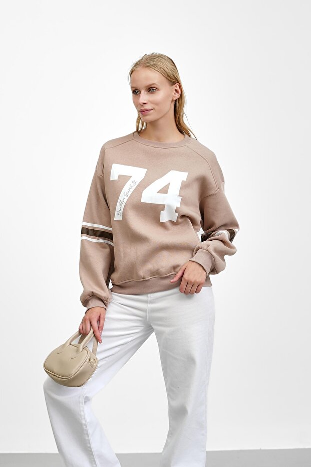 Mink Front and Arm Printed Three Thread Sweat