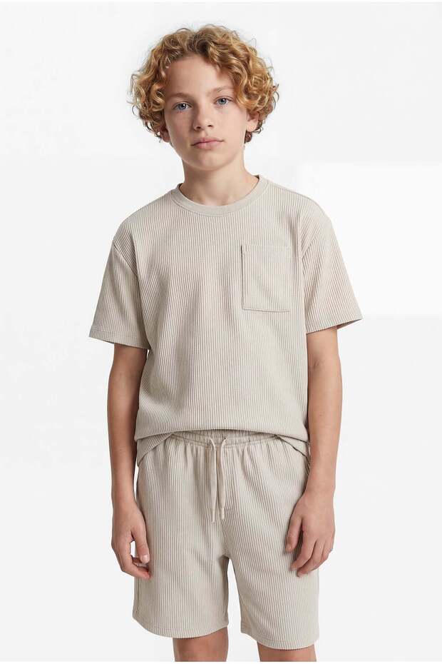 Boy's Textured T-Shirt with Pocket Detail