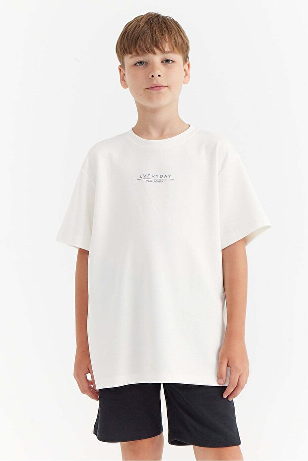 Boy's T-Shirt with Embossed Lettering Print Detail