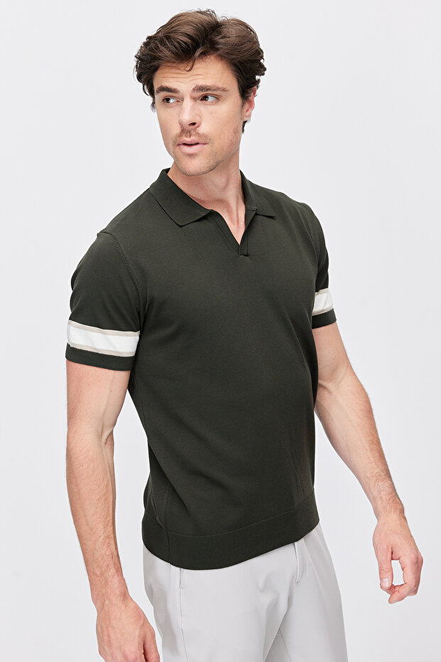 Men's Buttonless Polo Collar Knitwear T-Shirt