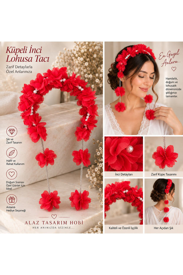 Pearl Maternity Crown with Earrings – Elegant Maternity Accessory | Hospital Exit Photo
