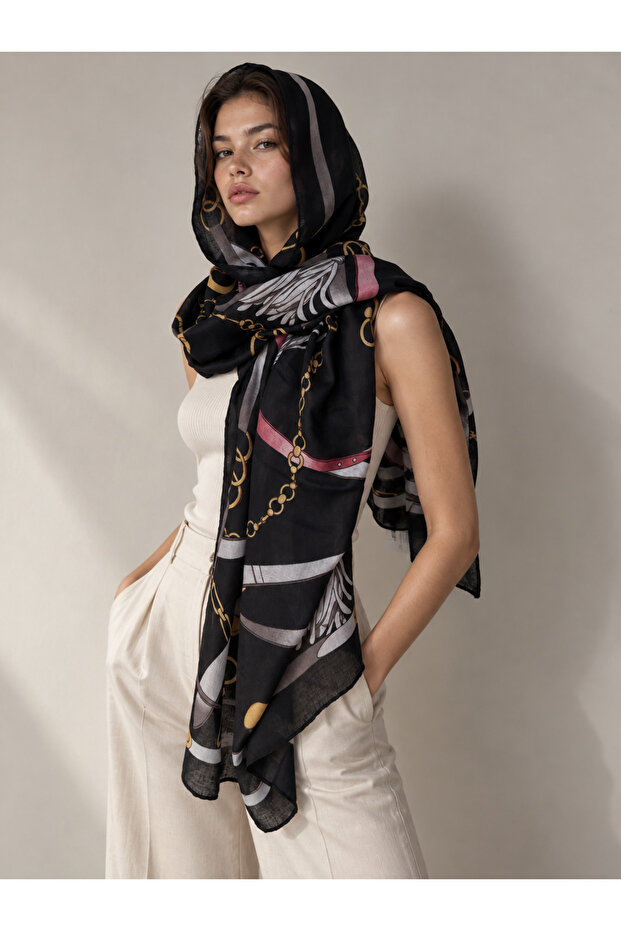Belt Chain Patterned Black 80X180 Shal3006