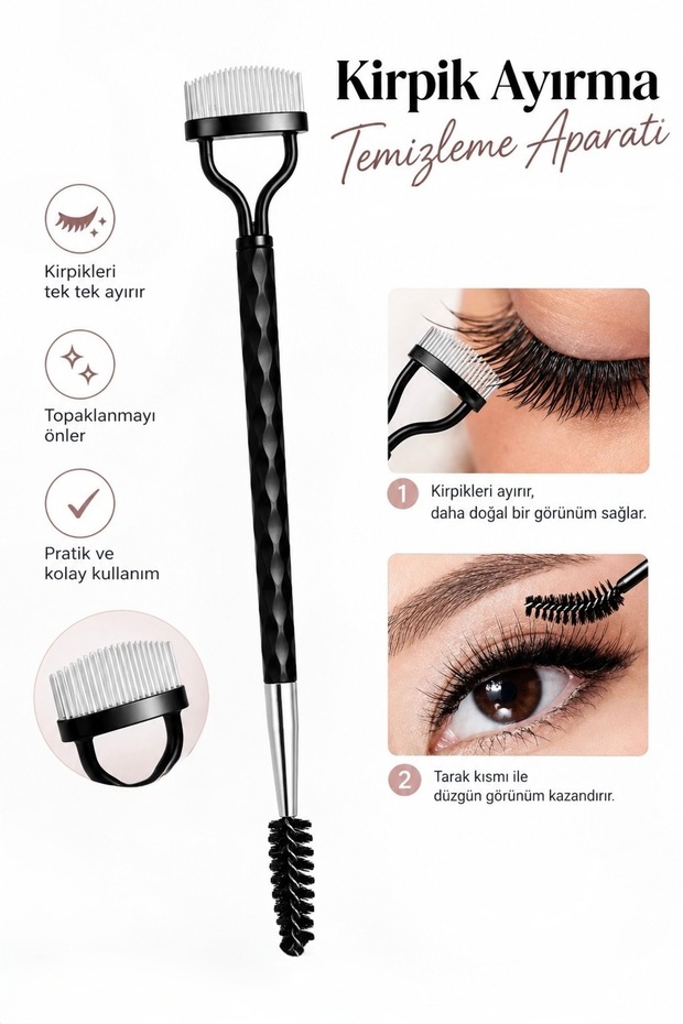 Long Handle Black - Eyebrow and Eyelash Styling, Separating Eyelash