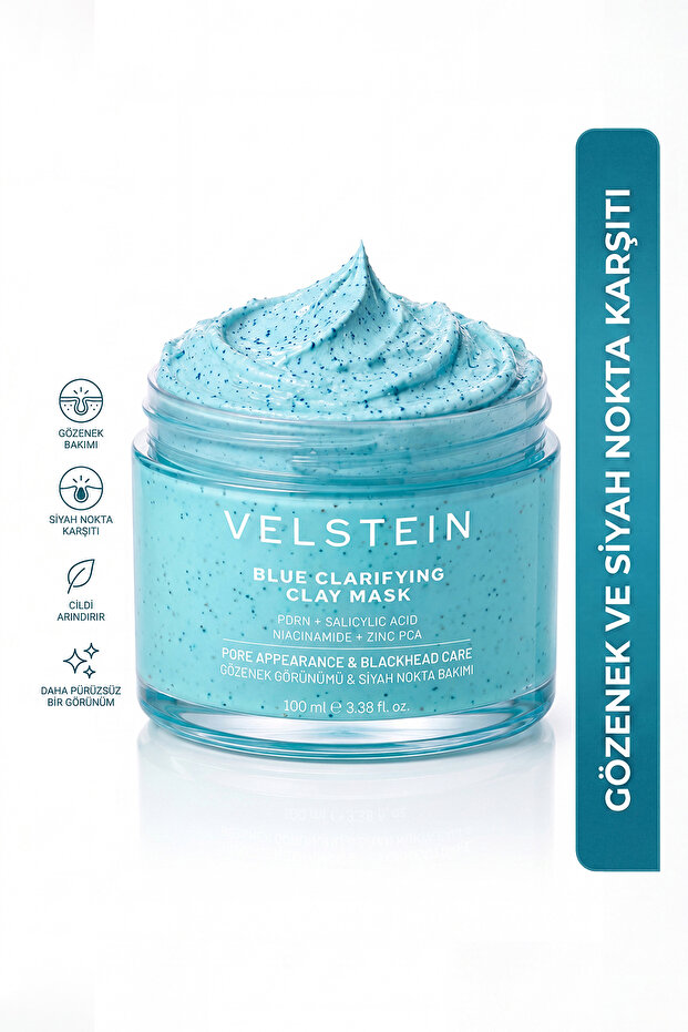 Zero Pore Blackhead Pore and Anti-Aging Blue Clay Mask 100 ml | Pdrn + Salicylic Acid + Niacinamide + Zinc Pca