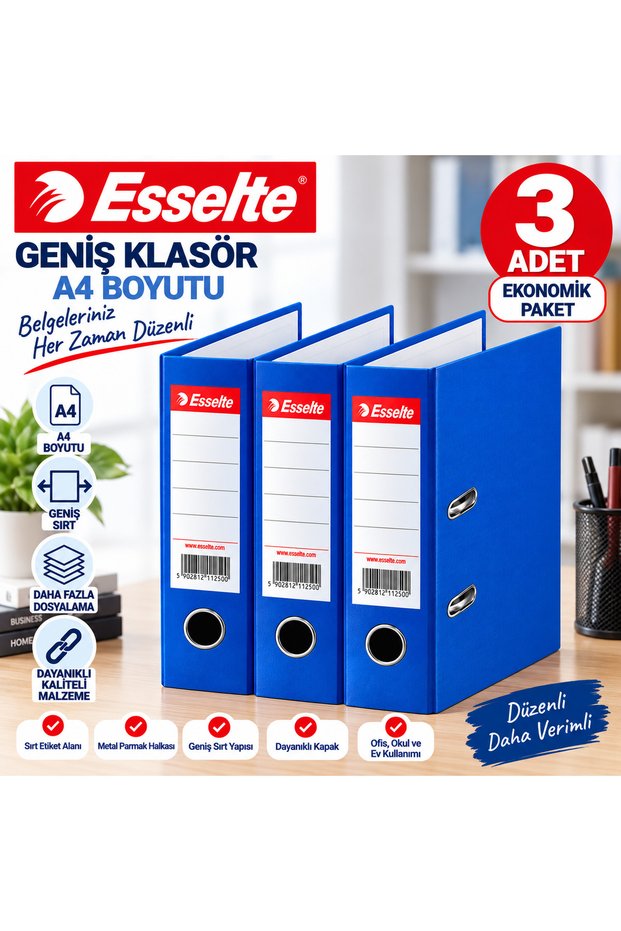 Mavi Geniş Klasör A4 3’lü Set