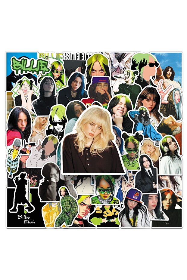 50PCS 50PCS Billie Eilish Stickers Graffiti Stickers DIY Diary Phone Case Handmade Scrapbook Aesthet