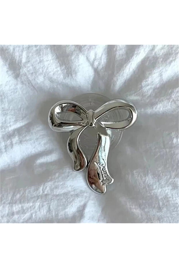 DUTRIEUX PT-014 Cute Silvery Bowknot Griptok Clear Phone Finger Ring Holder Stand Support For iPhone