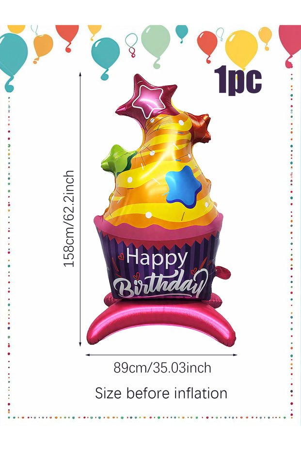 Other 1pc 1pc Standing Birthday Cake Aluminum Foil Balloon, Birthday Party, Dessert Party, Event Cel