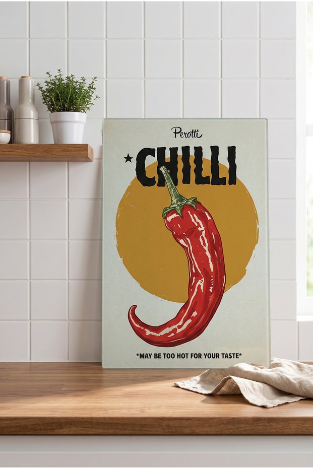 Chilli Pepper Mottolu Tempered Glass Cutting Board 25X35 cm