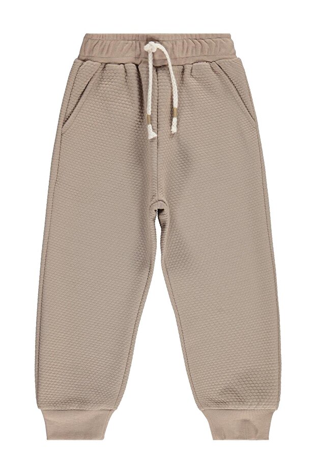 Honeycomb Fabric Sweatpants for 6-9 Years Old - Beige