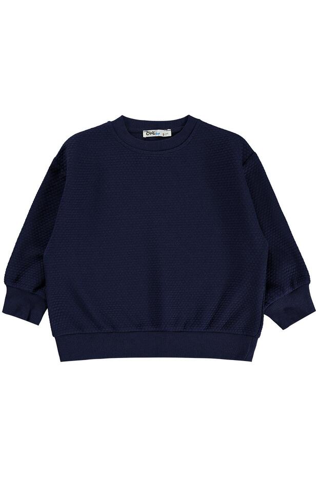 Honeycomb Fabric Sweatshirt for 6-9 Years Old - Navy Blue