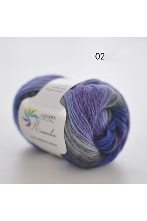 N02 50g/ball Worsted Section-dyed Rainbow Yarn 100% Pure Wool Yarn for DIY Hand Knitting Crochet Sha