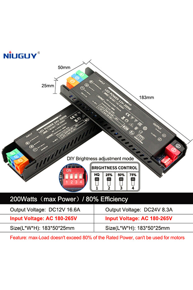 DC 12V 200W AC180-265V LED Lighting Transformer Ultra-thin AC100-265V to DC 12V 24V 60W 100W 200W 30