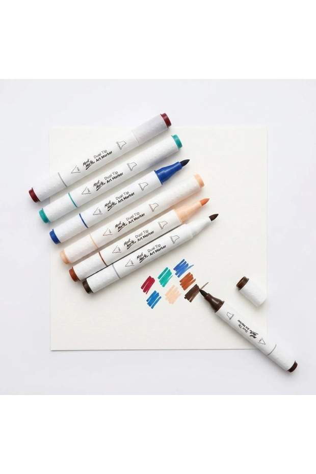 Premium Double-Ended Art Markers Set of 6 – Natural & Earth Tones