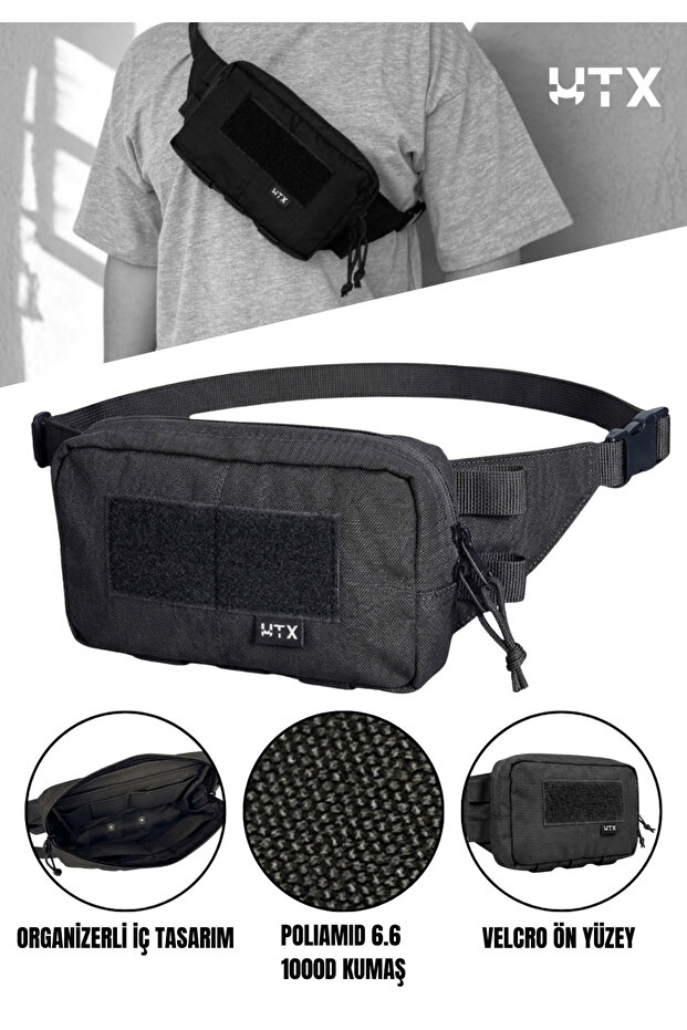 Grovuxa Black Color Multi-Compartment Unisex Outdoor Waist and Shoulder Bag