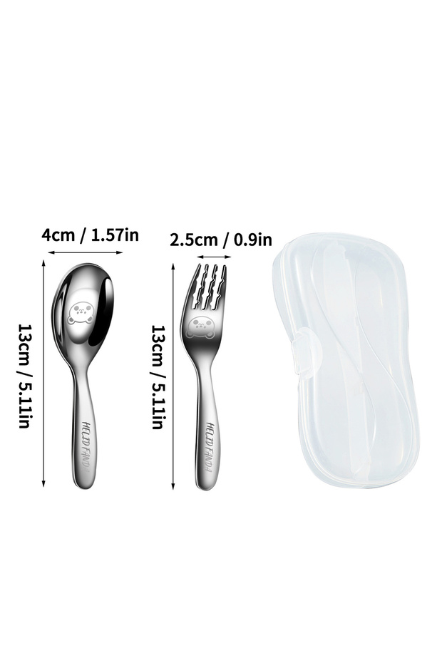 WORTHBUY A WORTHBUY 316 Stainless Steel Dinnerware Sets With Plastic Storage Box Portable Children F