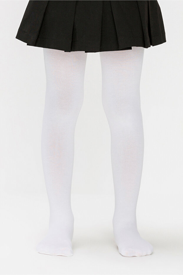 White Kids Bamboo Pantyhose