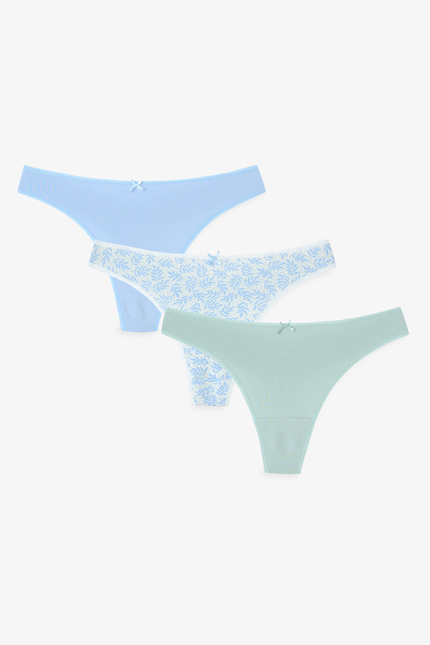 Deep Jungle Leaf Patterned 3-Piece Thong